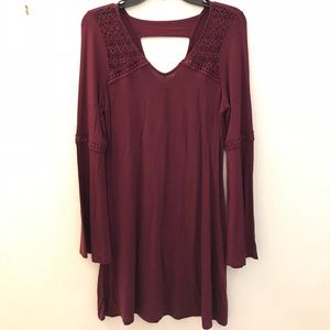 [SOLD] Maroon V-Neck Long Sleeve Dress